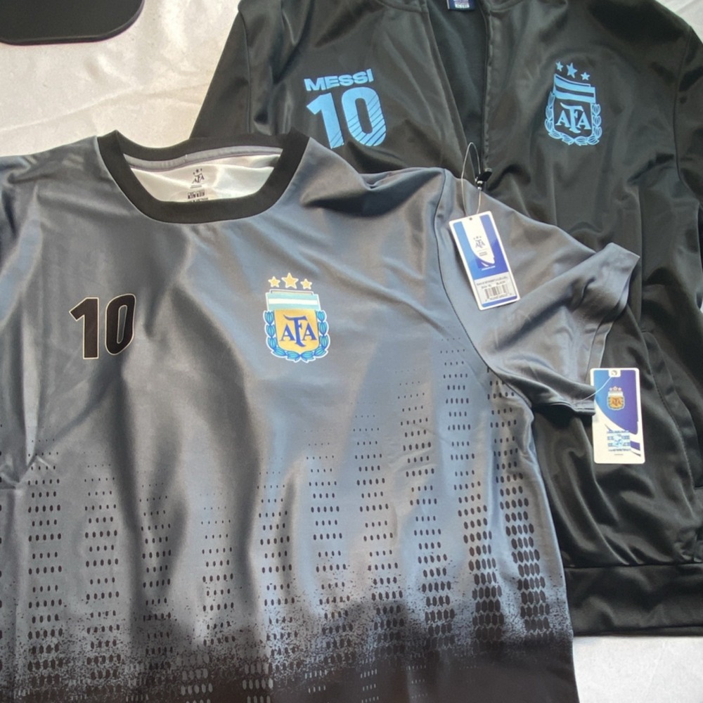 AFA Argentina Messi #10 Official Soccer Jersey & Jacket Set XL Black NWT